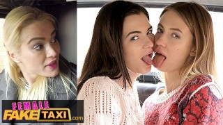 Female Fake Taxi 3 Super sexy LESBIANS fucking in the back of a London Cab