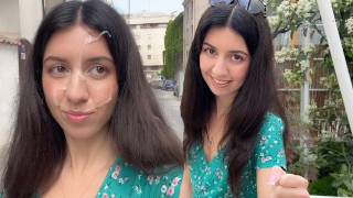 Hottie Lost the Game and Had to Walk with Cum on Her Face - Cumwalk