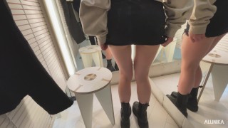 In the fitting room, the schoolgirl showed herself. We returned home and had sex.